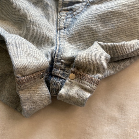 Alexander Wang Shorts Sz 31 Denim X Hike Rolled Button Fly High Waist Distressed - Picture 9 of 16
